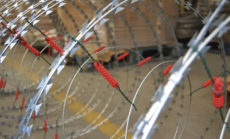 Close up of razor wire coil