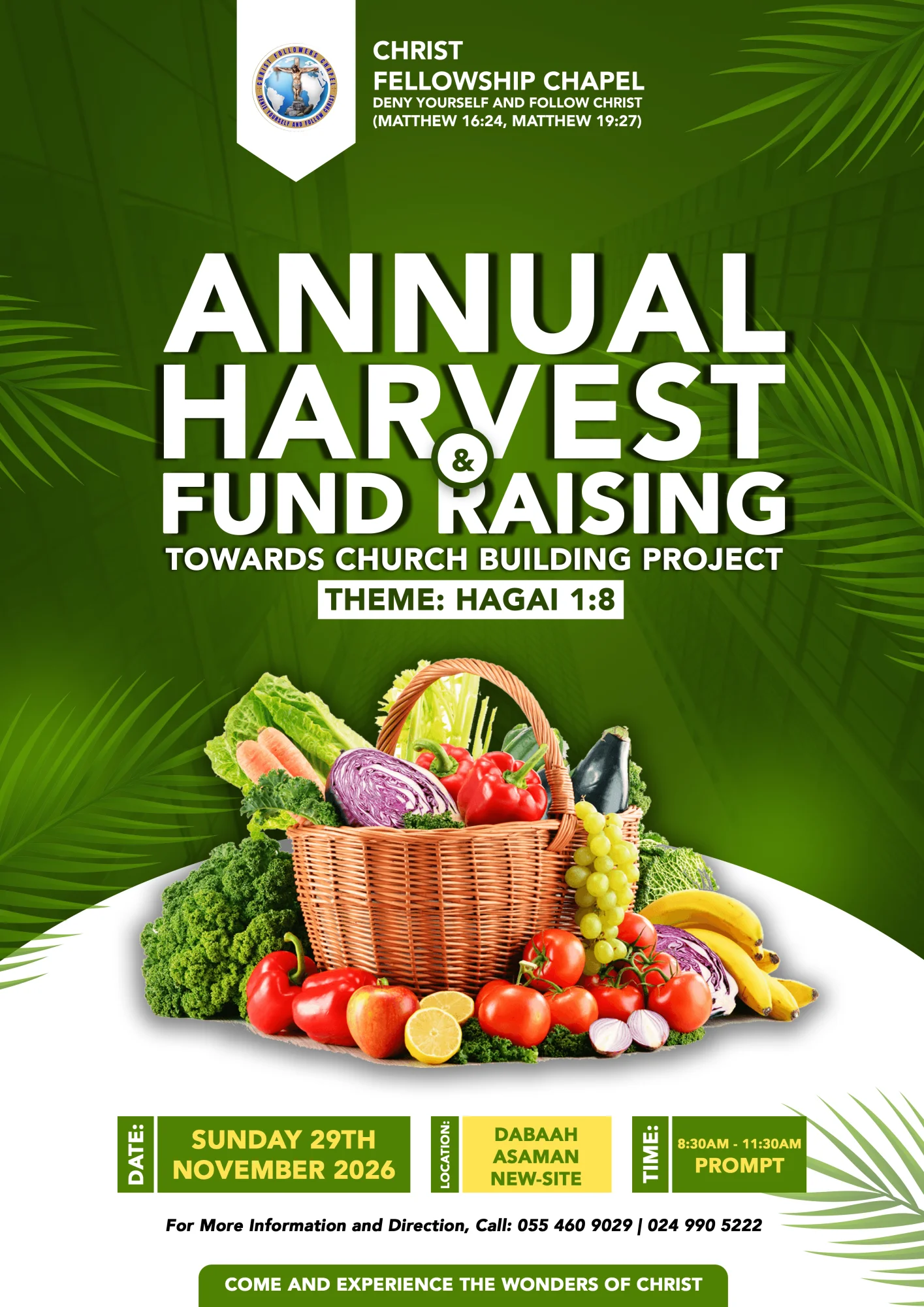Christ Fellowship Chapel Annual Harvest and Fund Raising flyer design