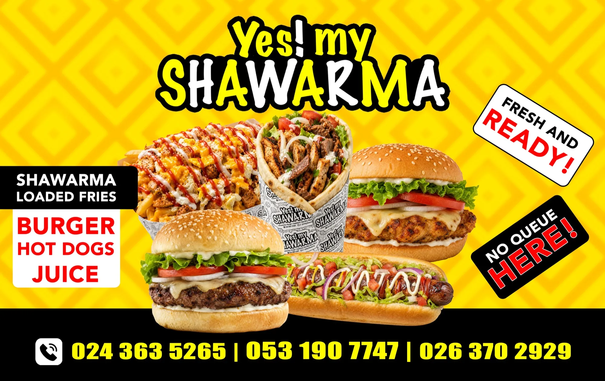 Yes My Shawarma menu poster design