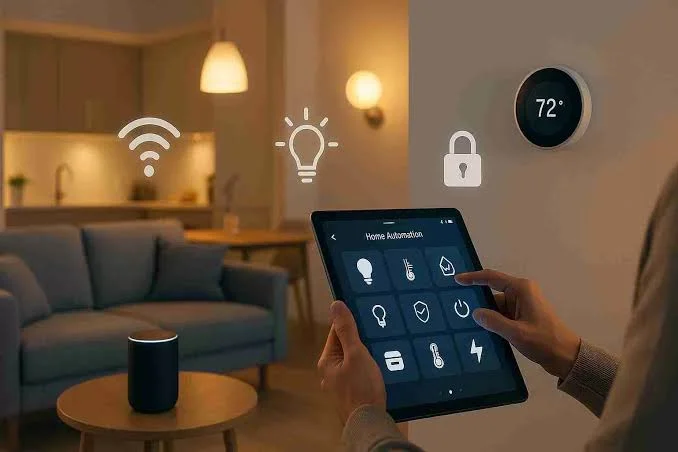 Example of a home automation dashboard on a tablet