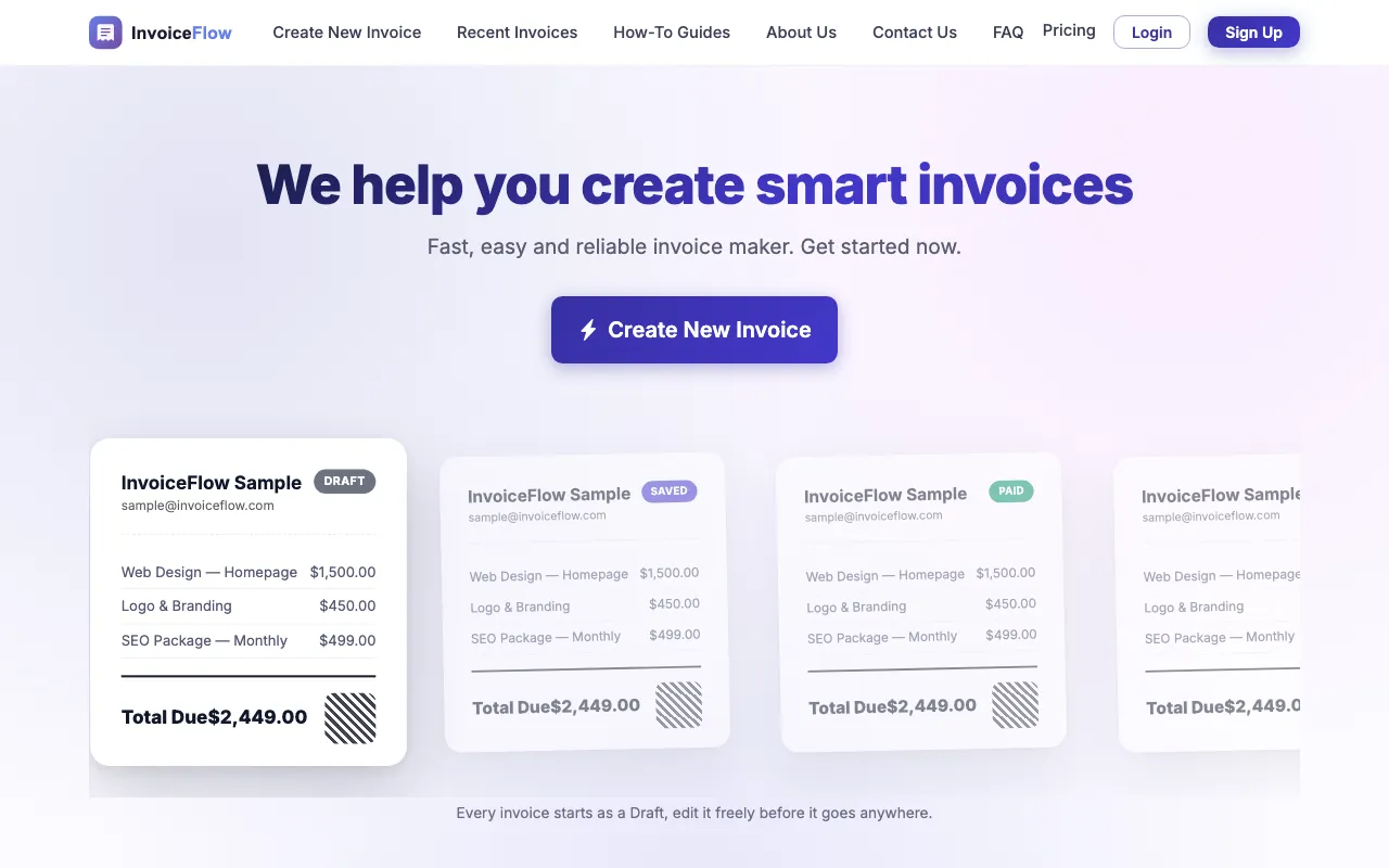 InvoiceFlow web app preview
